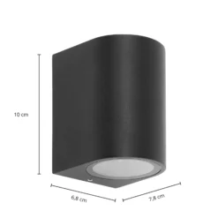 Prios aplique de exterior Tetje, negro, redondo, 10 cm