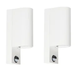 Prios aplique de exterior Tetje, blanco, redondo, sensor, set de 2