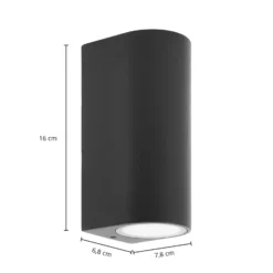 Prios aplique de exterior Tetje, negro, redondo, 16 cm, set de 4