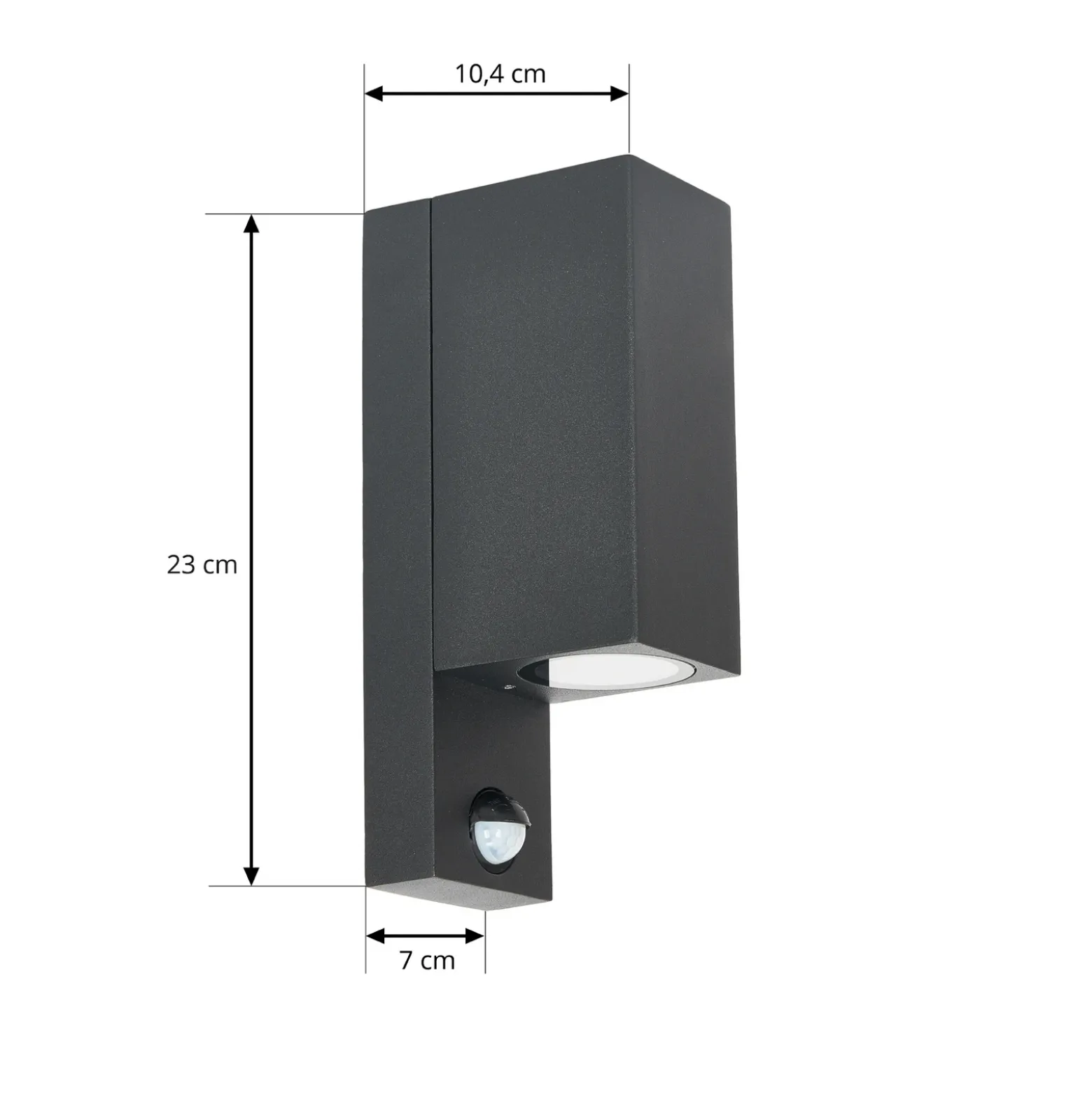 Prios aplique de exterior Tetje, negro, angular, sensor, 2 unidades