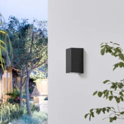 Prios aplique exterior Irfan angular negro 15,5 cm