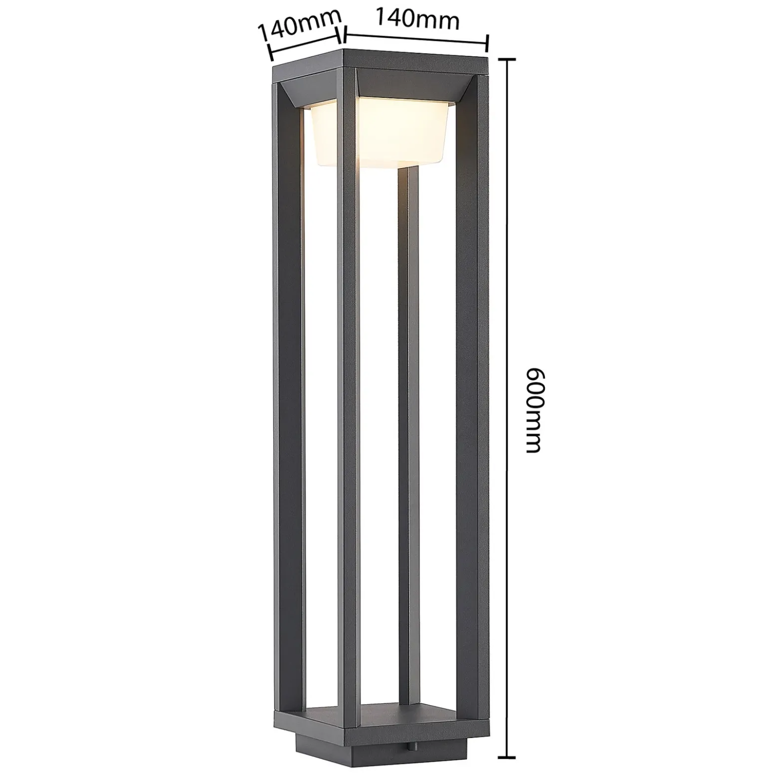 Prios, bolardo luminoso LED, 60 cm, antracita, metal, IP54