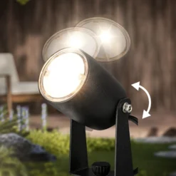 Punto de luz LED con piqueta 3928035 12 V 3x ampliación negro Ø 4 cm