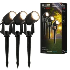Punto de luz LED con piqueta 3928035 12 V 3x ampliación negro Ø 4 cm