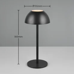Ricardo lámpara de mesa LED recargable, negro, altura 30 cm, plástico