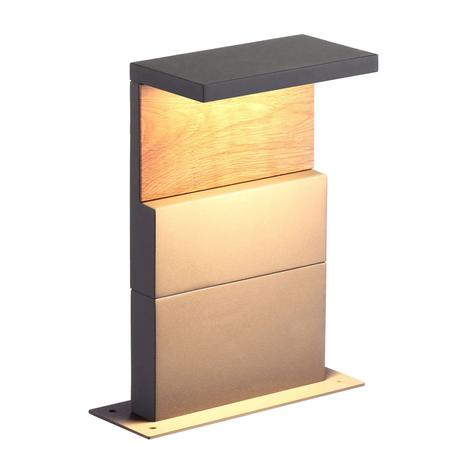Ruka Baliza LED para zócalo con Element de madera, 35 cm