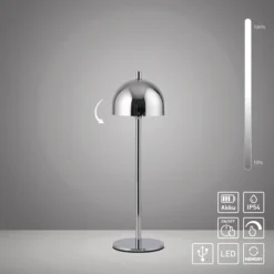SCHÖNER WOHNEN Lámpara de mesa LED recargable Bellies, cromada, IP54