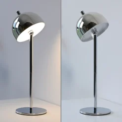 SCHÖNER WOHNEN Lámpara de mesa LED recargable Bellies, cromada, IP54