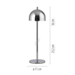 SCHÖNER WOHNEN Lámpara de mesa LED recargable Bellies, cromada, IP54