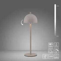 SCHÖNER WOHNEN Lámpara de mesa LED recargable Bellies, brisa de arena, IP54