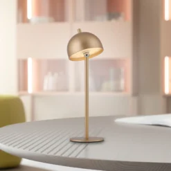 SCHÖNER WOHNEN Lámpara de mesa LED recargable Bellies, color dorado, IP54