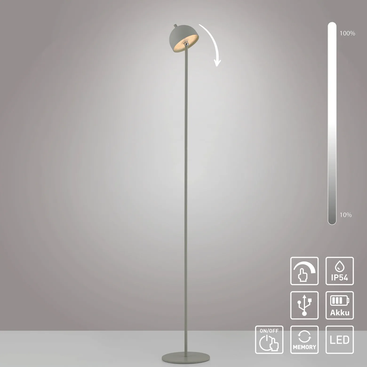 Schöner Wohnen Lámpara de pie LED recargable Bellis, Despertar primaveral