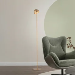 Schöner Wohnen Lámpara de pie LED recargable Bellis, color dorado, IP54