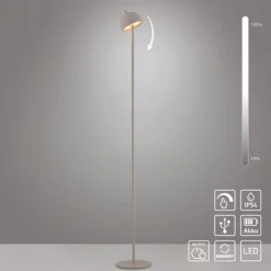 Schöner Wohnen Lámpara de pie LED recargable Bellis, color arena, IP54
