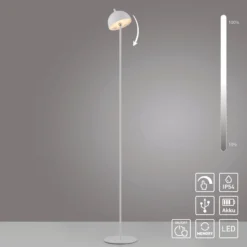 Schöner Wohnen Lámpara de pie LED recargable Bellis, blanca, IP54