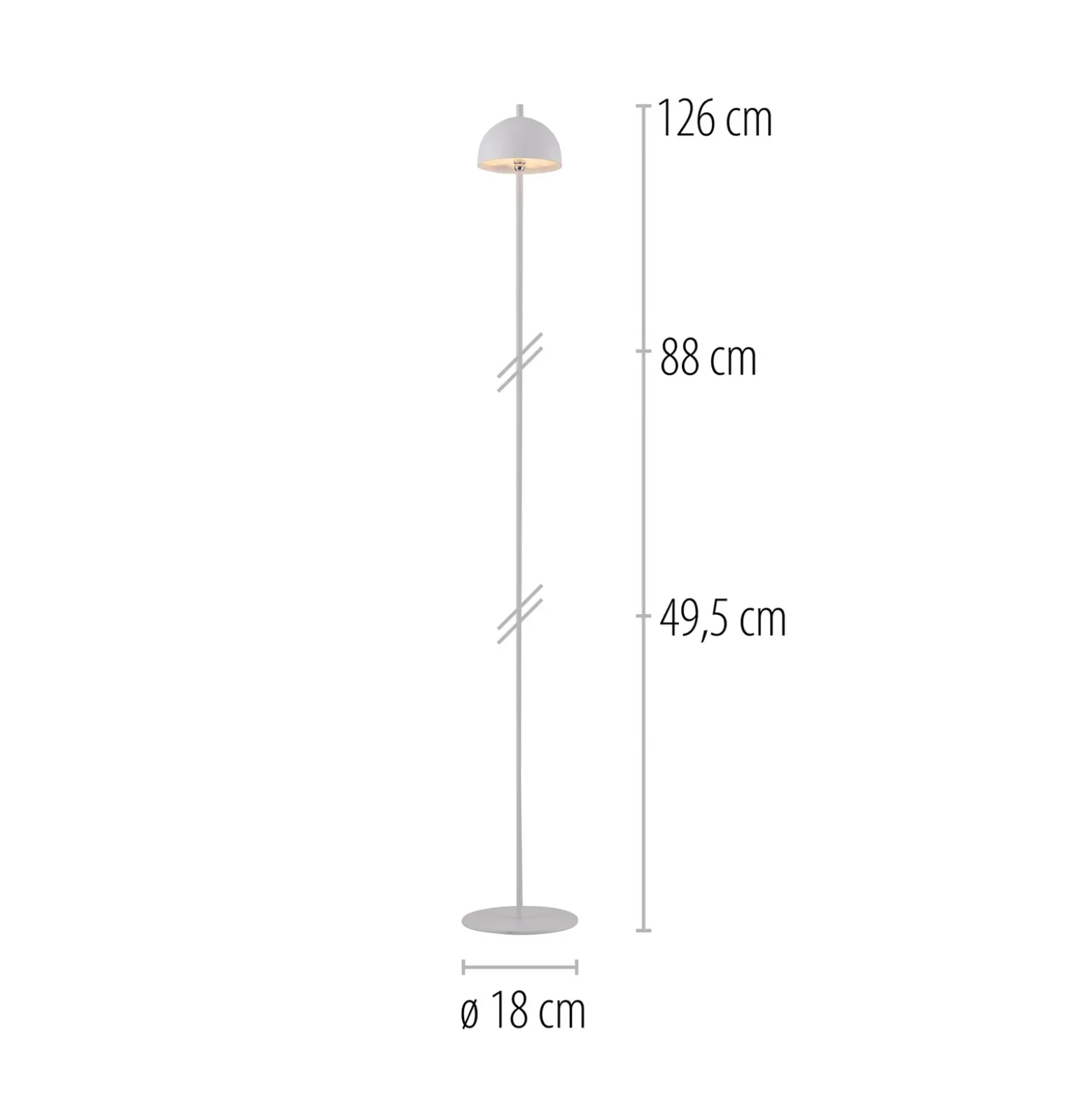 Schöner Wohnen Lámpara de pie LED recargable Bellis, blanca, IP54