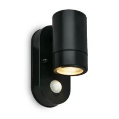 Sensor aplique de exterior 3789015, negro, plástico, GU10