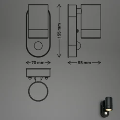 Sensor aplique de exterior 3789015, negro, plástico, GU10