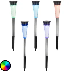 Set de 5 lámparas solares Navin, cambio color RGB