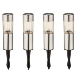 Set 4 ud: lámpara decorativa solar LED Aro, estaca