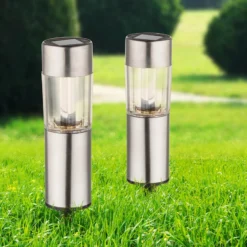 Set 4 ud: lámpara decorativa solar LED Aro, estaca