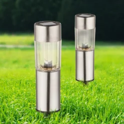 Set 4 ud: lámpara decorativa solar LED Aro, estaca