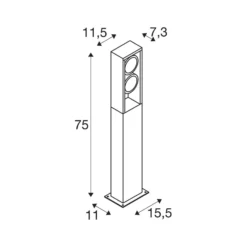 SLV Eskina Frame 75 bolardo luminoso LED, antracita, aluminio, IP65, CCT
