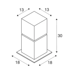 SLV Lámpara sobremuro Square Pole, altura 30 cm, gris, acero inoxidable