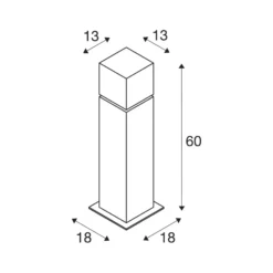 SLV Lámpara sobremuro Square Pole, altura 60 cm, gris, acero inoxidable