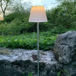 Solini lámpara LED con pica, blanca/plateada, altura 90 cm