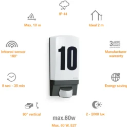 STEINEL L 1 aplique con número de casa con sensor negro