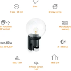 STEINEL L 560 S aplique exterior con sensor negro