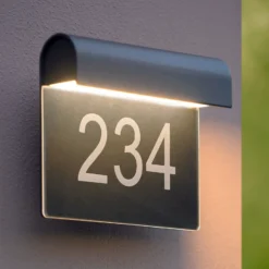 THESI Aplique con número de casa LED, negro