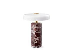 Trip LED lámpara de mesa recargable, rojo / blanco, mármol, vidrio, IP44