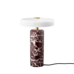 Trip LED lámpara de mesa recargable, rojo / blanco, mármol, vidrio, IP44