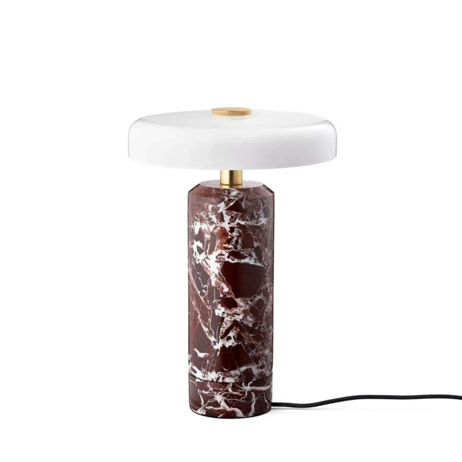 Trip LED lámpara de mesa recargable, rojo / blanco, mármol, vidrio, IP44