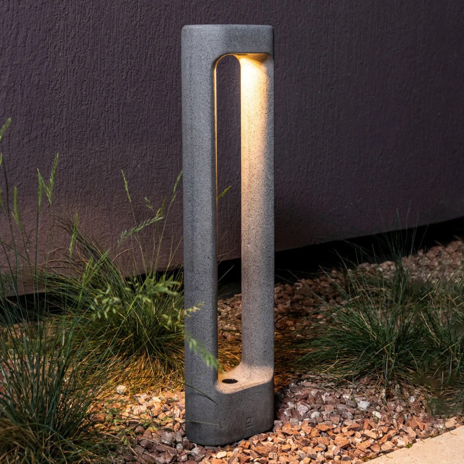 Tótem luminoso LED, gris, hormigón, altura 61,1 cm